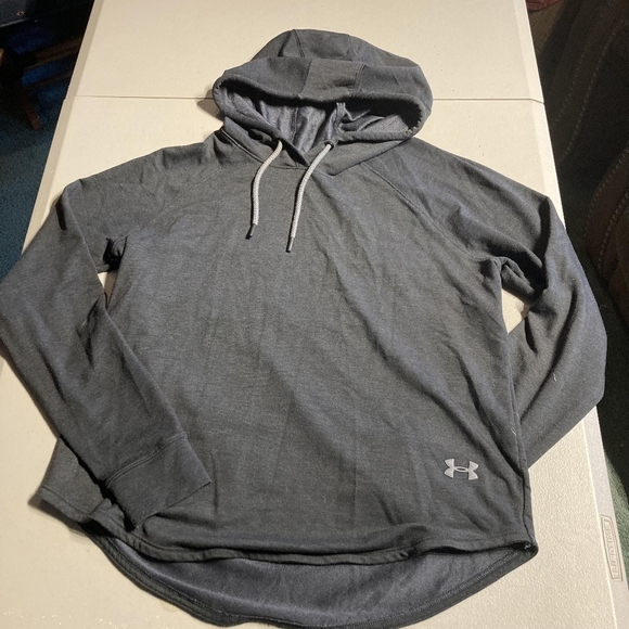 Under Armour Open Back Hoodie Hooded Sweatshirt Women's Medium M Grey Loose EUC - Picture 1 of 4